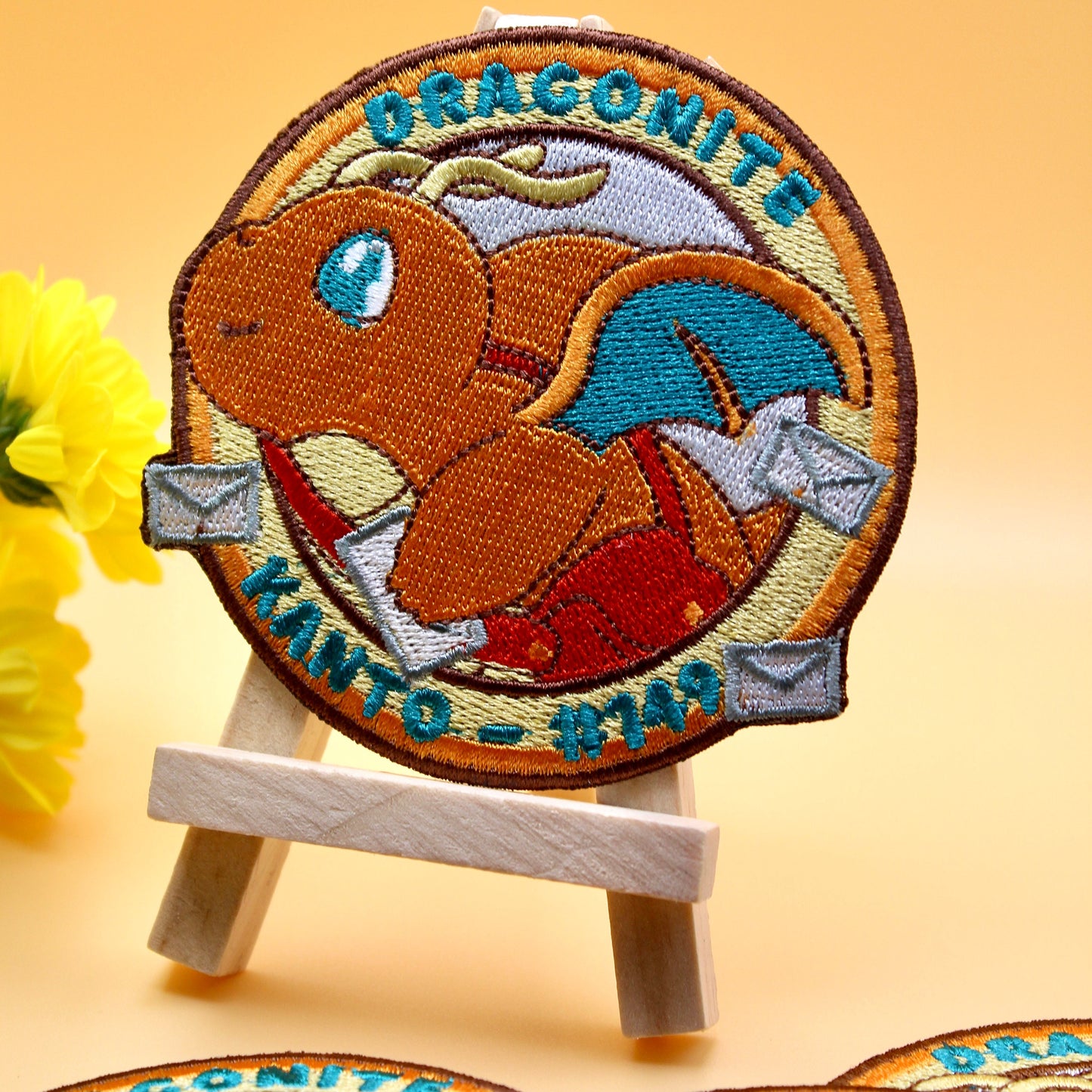 Dragonite Embroidered Iron On Patch - Pokemon Embroidered Iron On Patch - Cute Pokemon Patch