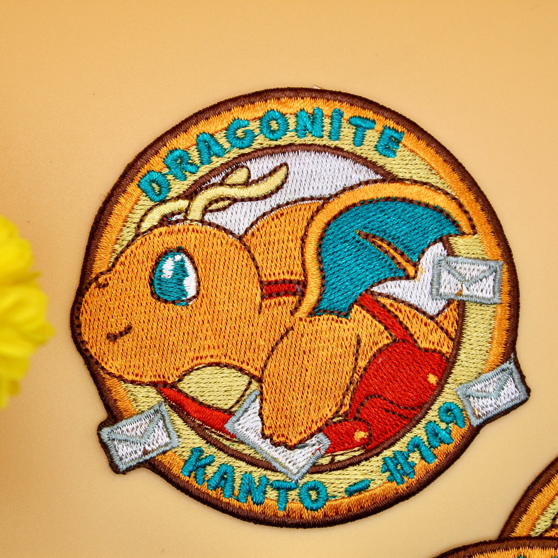 Dragonite Embroidered Iron On Patch - Pokemon Embroidered Iron On Patch - Cute Pokemon Patch