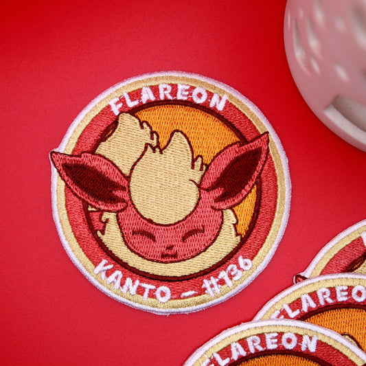 Flareon Embroidered Iron On Patch - Pokemon Embroidered Iron On Patch - Cute Pokemon Patch