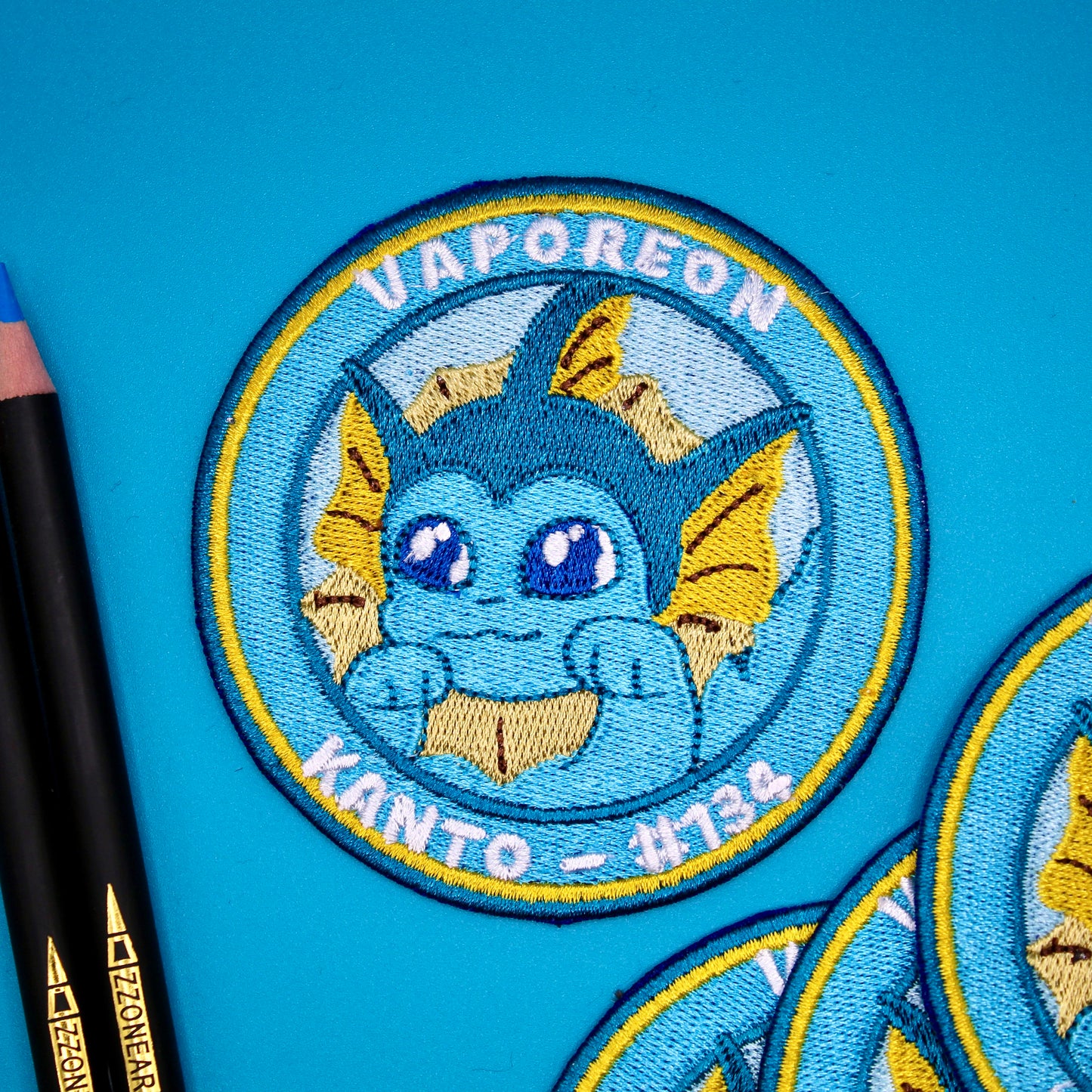 Vaporeon Embroidered Iron On Patch - Pokemon Embroidered Iron On Patch - Cute Pokemon Patch