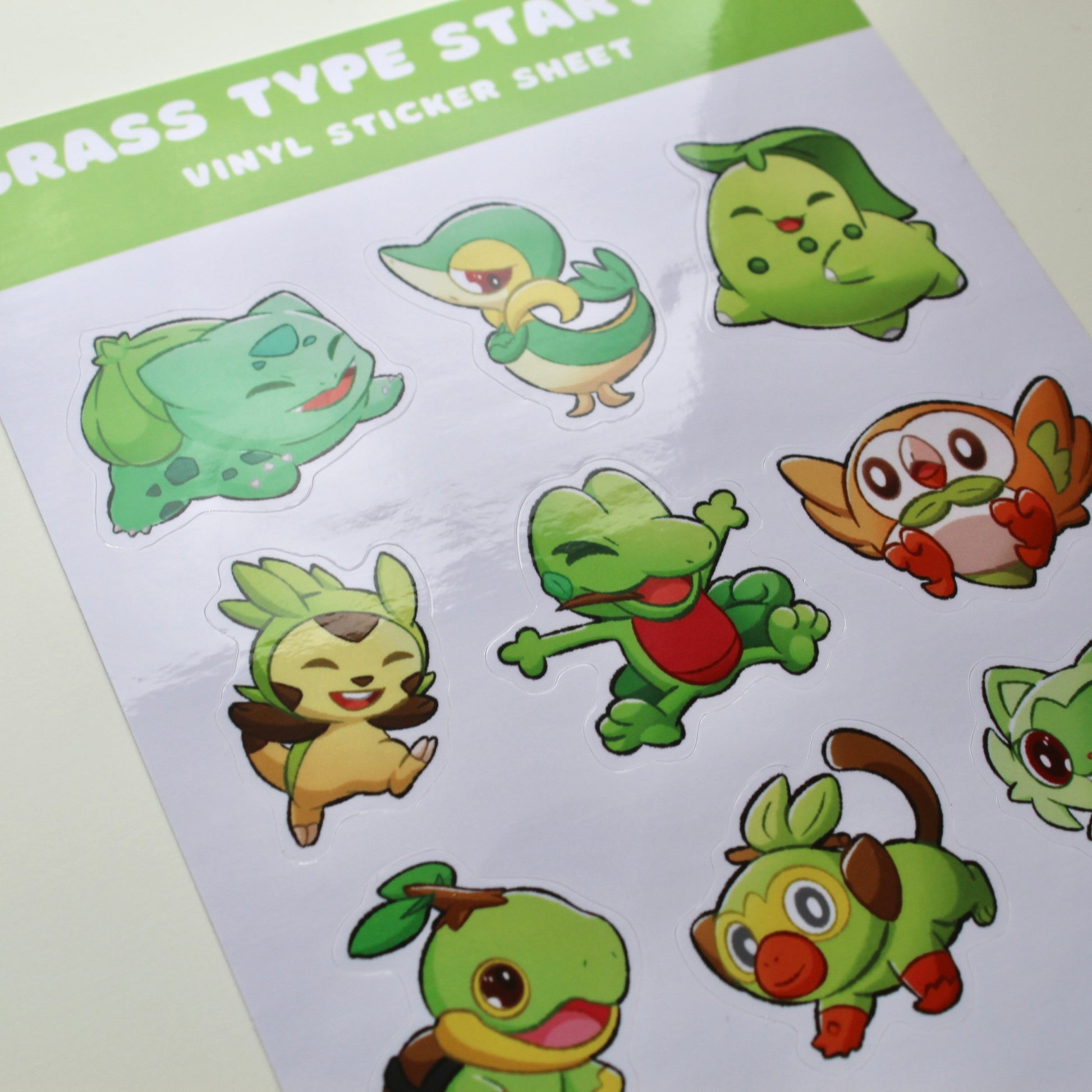 Grass Type Pokemon Sticker Sheet - Pokemon Sticker Sheet - Kawaii Stationary - Cute Sticker Sheet - Planner Organisation Stickers