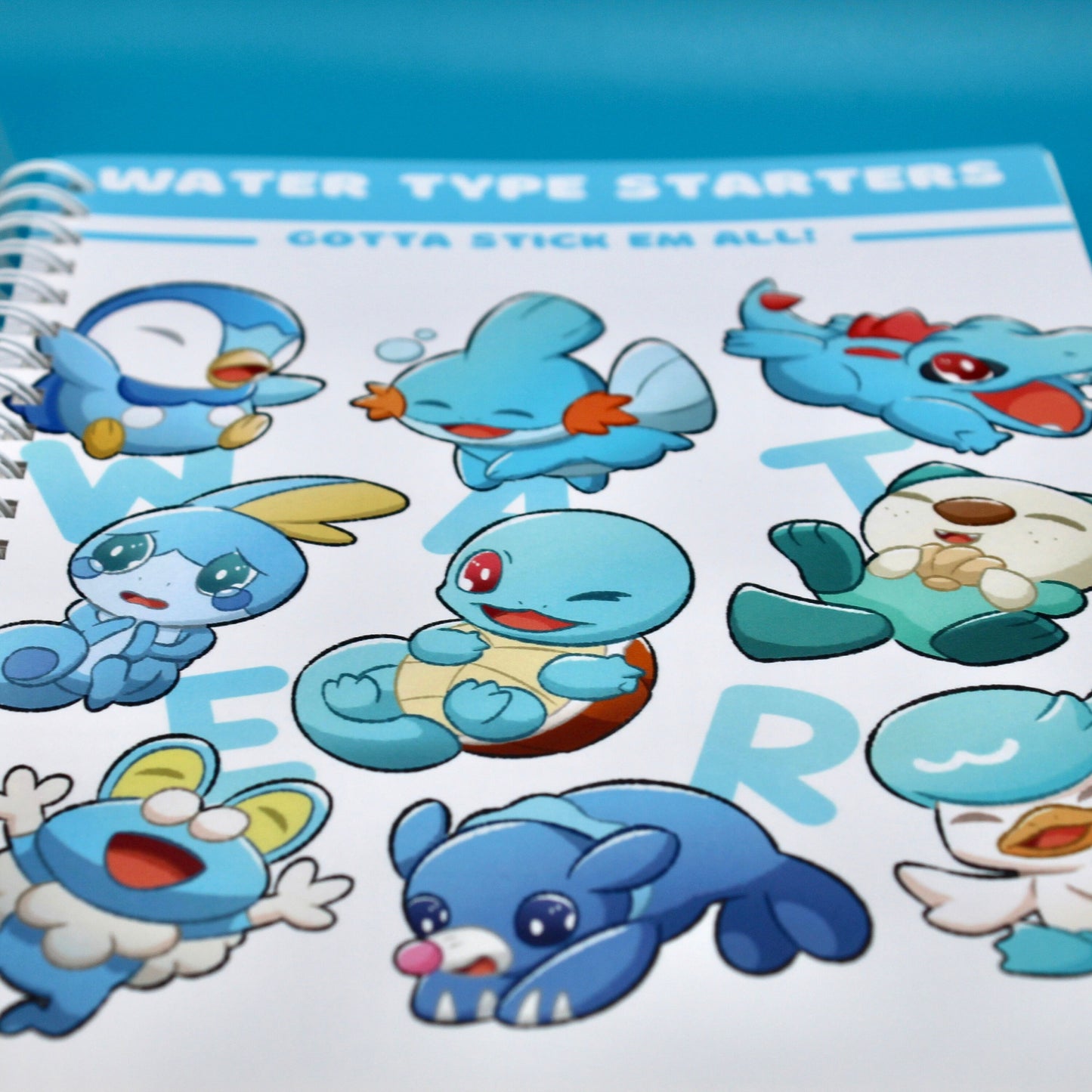 Pokemon Reusable Sticker Book Water Type Starters - Pokemon Notebook - A5 Reusable Sticker Book - Cute Pokemon Sticker Book