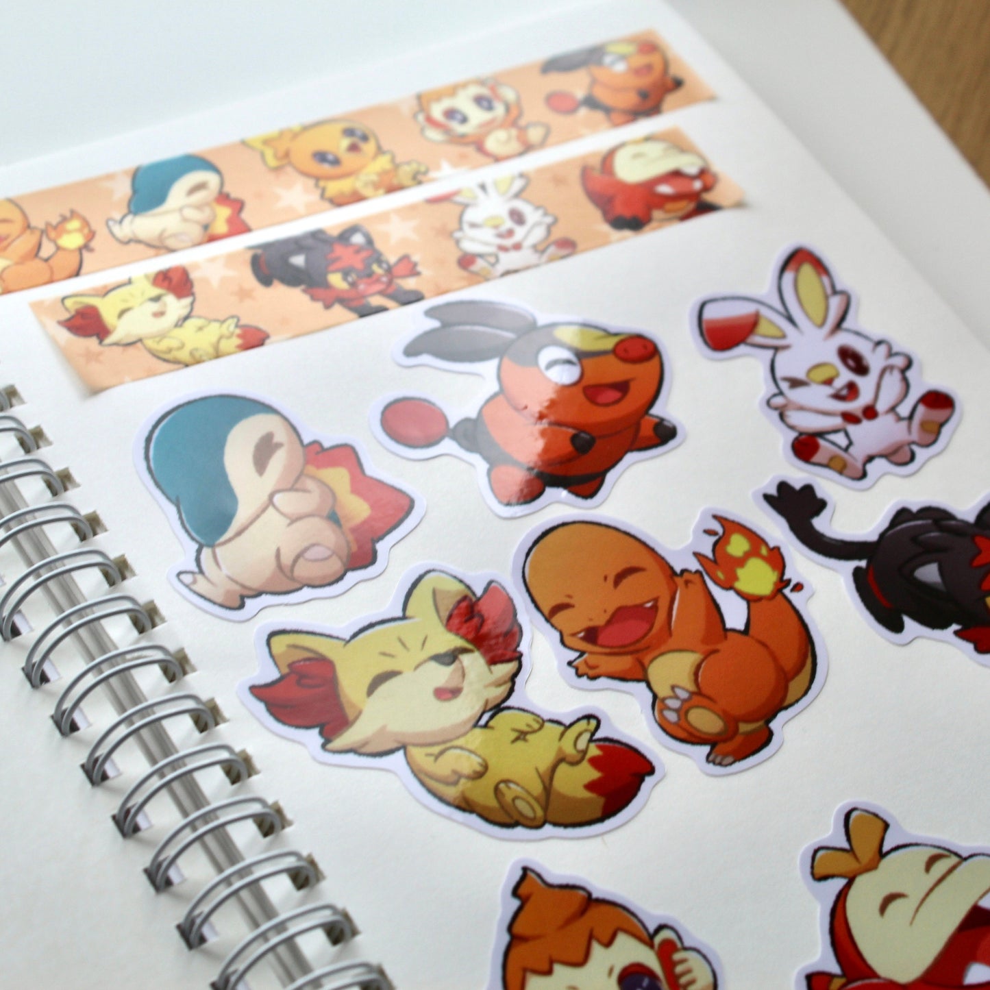 Pokemon Reusable Sticker Book Fire Type Starters - Pokemon Notebook - A5 Reusable Sticker Book - Cute Pokemon Sticker Book