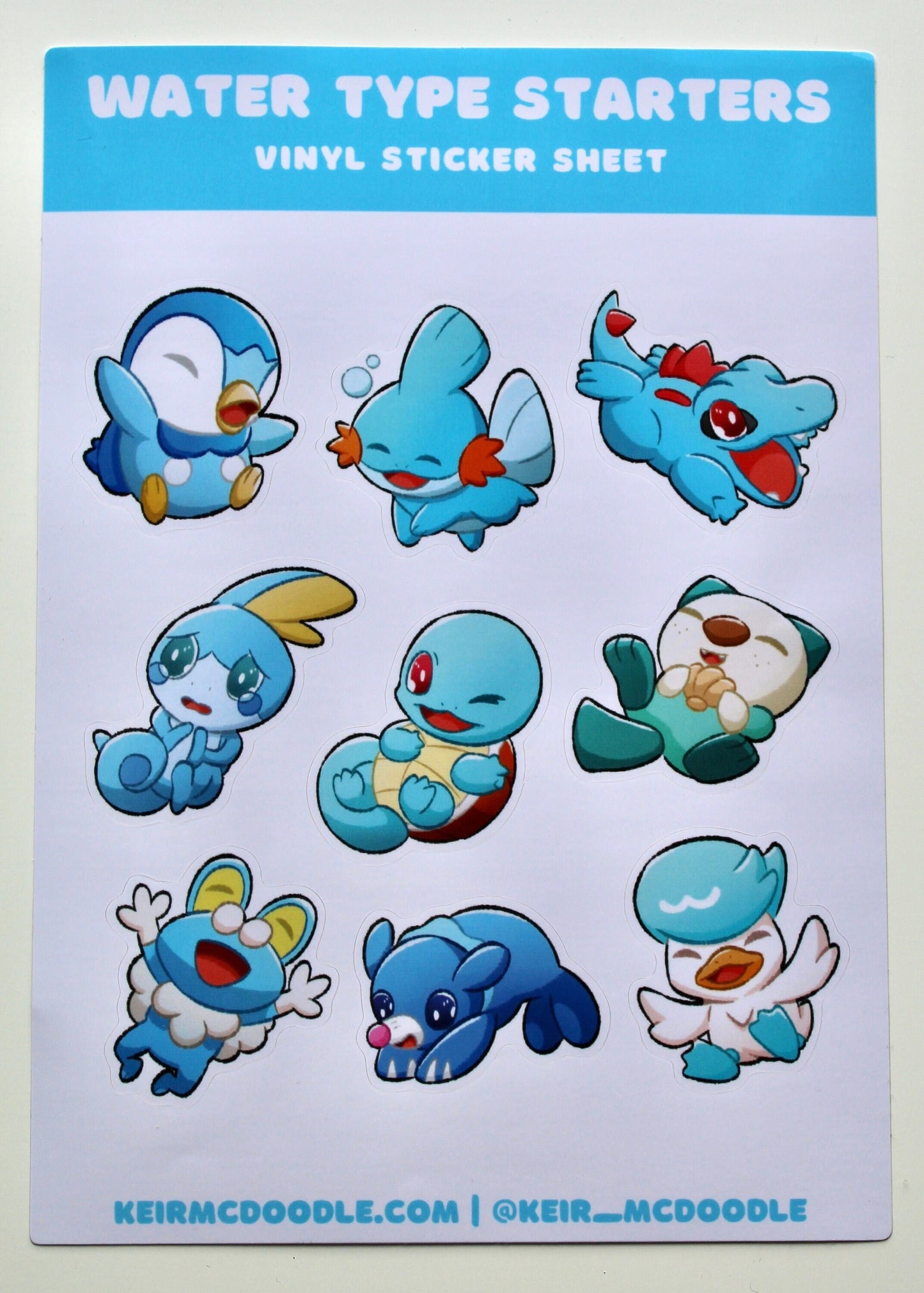 Water Type Pokemon Sticker Sheet - Pokemon Sticker Sheet - Kawaii Stationary - Cute Sticker Sheet - Planner Organisation Stickers