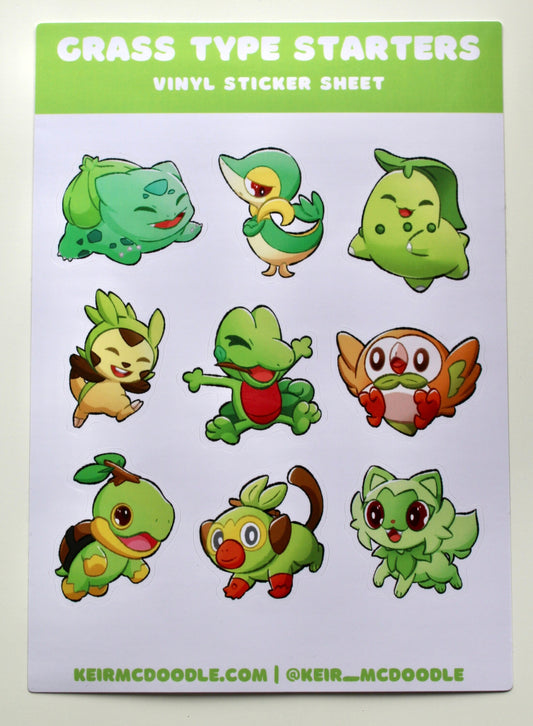 Grass Type Pokemon Sticker Sheet - Pokemon Sticker Sheet - Kawaii Stationary - Cute Sticker Sheet - Planner Organisation Stickers