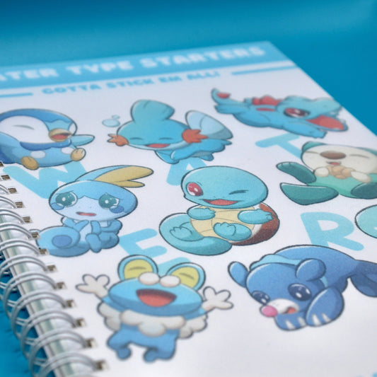 Pokemon Reusable Sticker Book Water Type Starters - Pokemon Notebook - A5 Reusable Sticker Book - Cute Pokemon Sticker Book