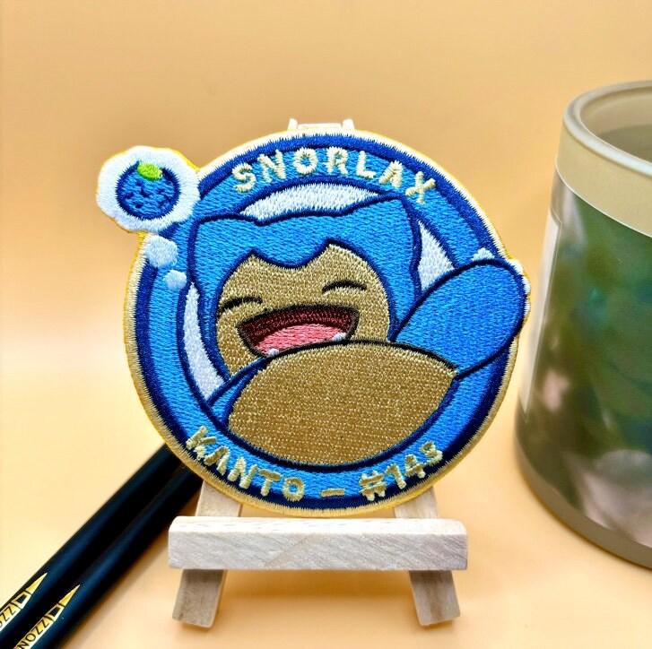 Snorlax Embroidered Iron On Patch - Pokemon Embroidered Iron On Patch - Cute Pokemon Patch