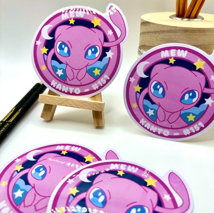 Mew Vinyl Sticker - Pokemon Sticker - Weatherproof Die Cut Sticker - Cute Pokemon Sticker