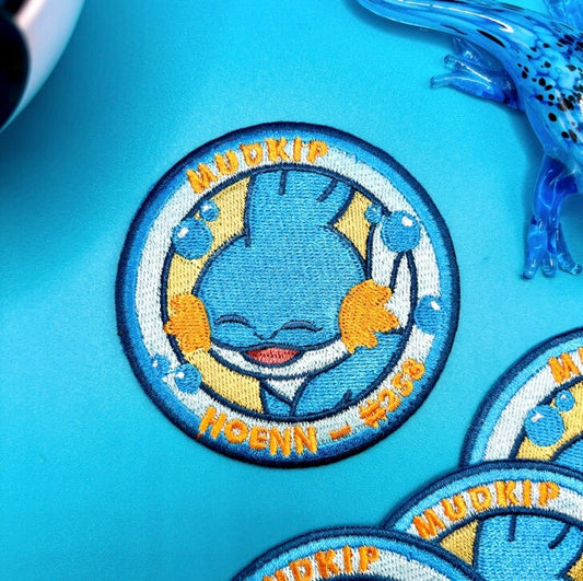 Mudkip Embroidered Iron On Patch - Pokemon Embroidered Iron On Patch - Cute Pokemon Patch