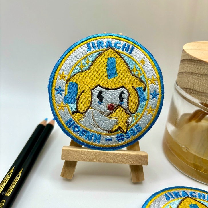 Jirachi Embroidered Iron On Patch - Pokemon Embroidered Iron On Patch - Cute Pokemon Patch