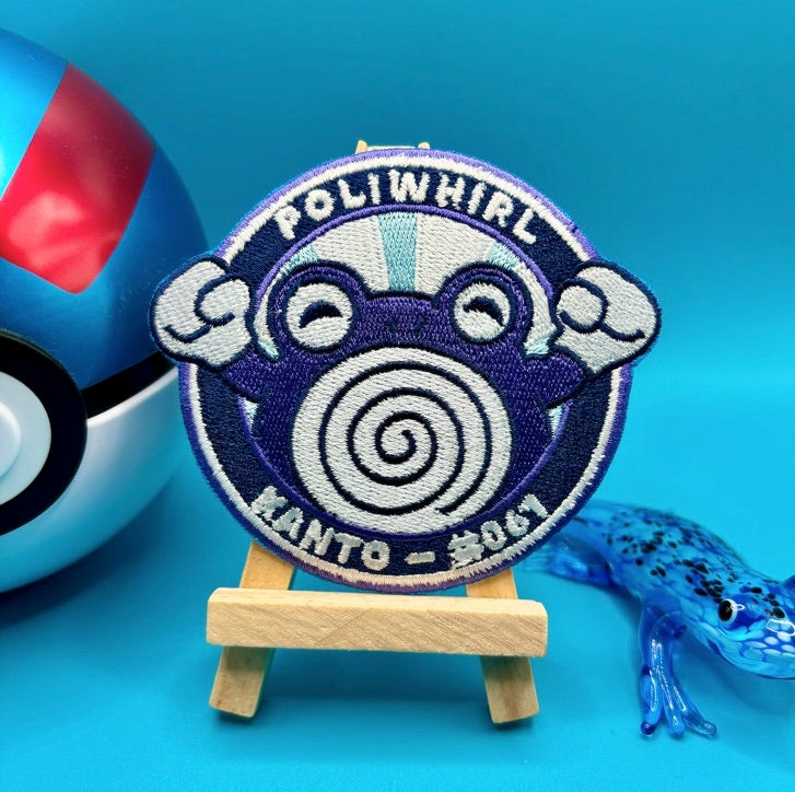 Poliwhirl Embroidered Iron On Patch - Pokemon Embroidered Iron On Patch - Cute Pokemon Patch