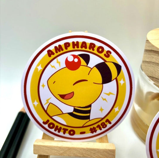 Ampharos Vinyl Sticker - Pokemon Sticker - Weatherproof Die Cut Sticker - Cute Pokemon Sticker