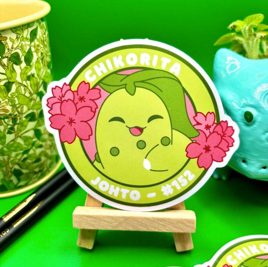 Chikorita Vinyl Sticker - Pokemon Sticker - Weatherproof Die Cut Sticker - Cute Pokemon Sticker