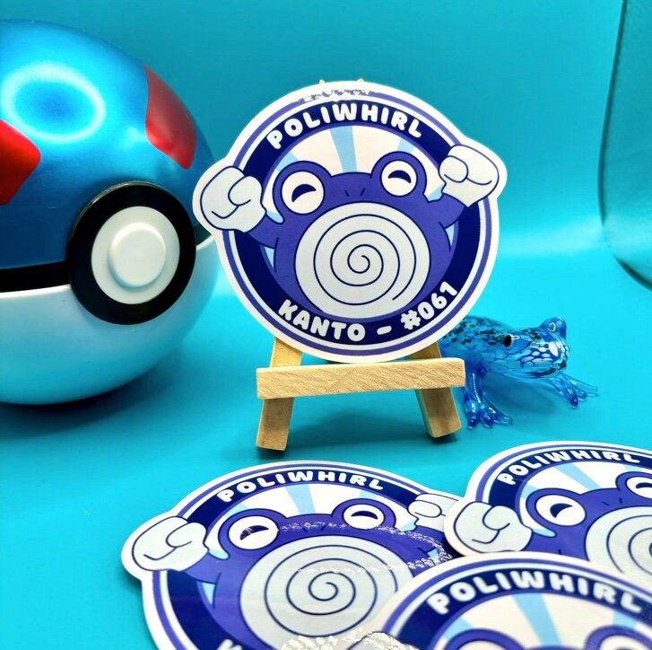 Poliwhirl Vinyl Sticker - Pokemon Sticker - Weatherproof Die Cut Sticker - Cute Pokemon Sticker