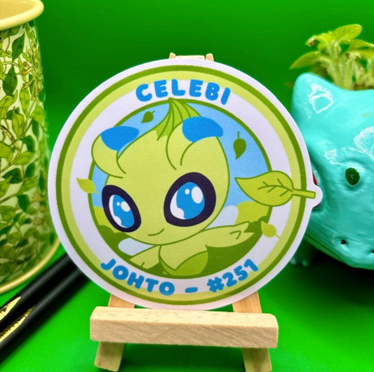 Celebi Vinyl Sticker - Pokemon Sticker - Weatherproof Die Cut Sticker - Cute Pokemon Sticker