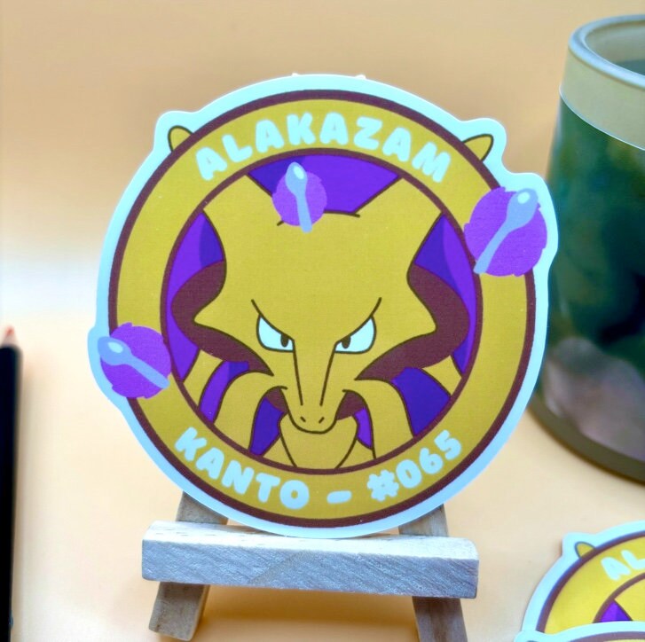 Alakazam Vinyl Sticker - Pokemon Sticker - Weatherproof Die Cut Sticker - Cute Pokemon Sticker