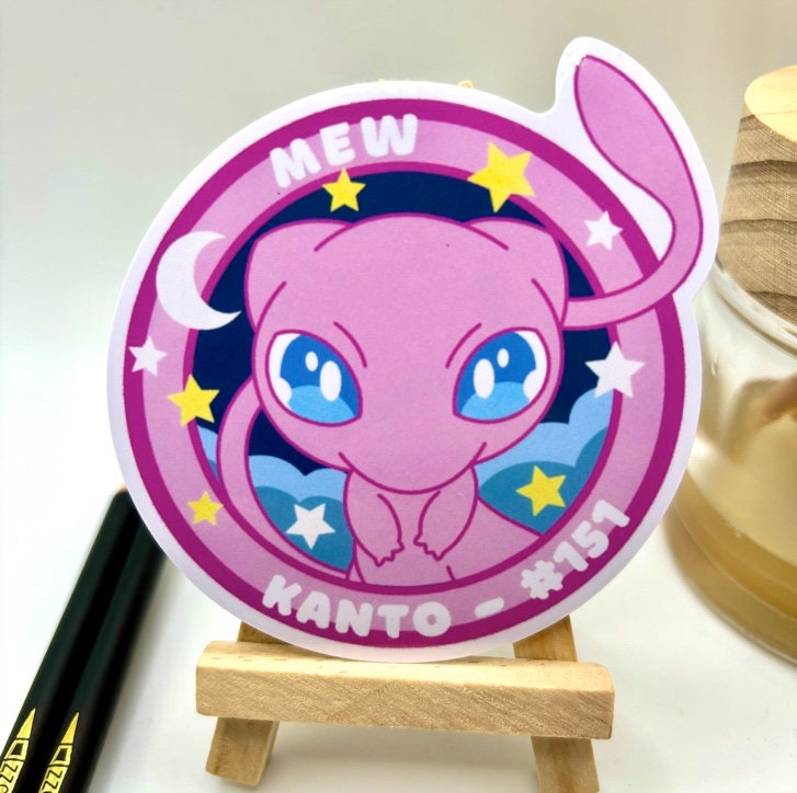 Mew Vinyl Sticker - Pokemon Sticker - Weatherproof Die Cut Sticker - Cute Pokemon Sticker