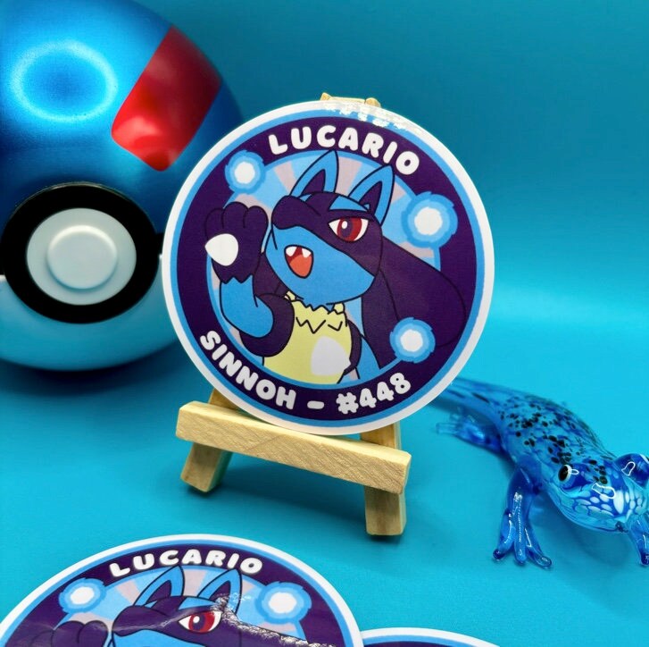 Lucario Vinyl Sticker - Pokemon Sticker - Weatherproof Die Cut Sticker - Cute Pokemon Sticker