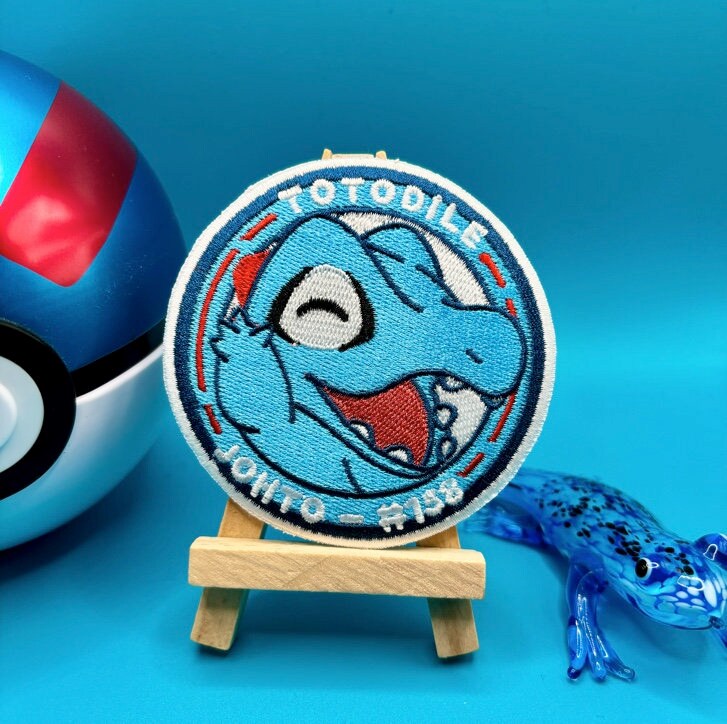 Totodile Embroidered Iron On Patch - Pokemon Embroidered Iron On Patch - Cute Pokemon Patch