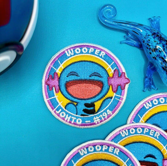 Wooper Embroidered Iron On Patch - Pokemon Embroidered Iron On Patch - Cute Pokemon Patch