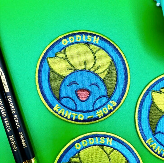 Oddish Embroidered Iron On Patch - Pokemon Embroidered Iron On Patch - Cute Pokemon Patch