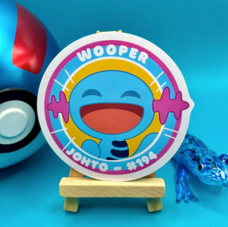 Wooper Vinyl Sticker - Pokemon Sticker - Weatherproof Die Cut Sticker - Cute Pokemon Sticker