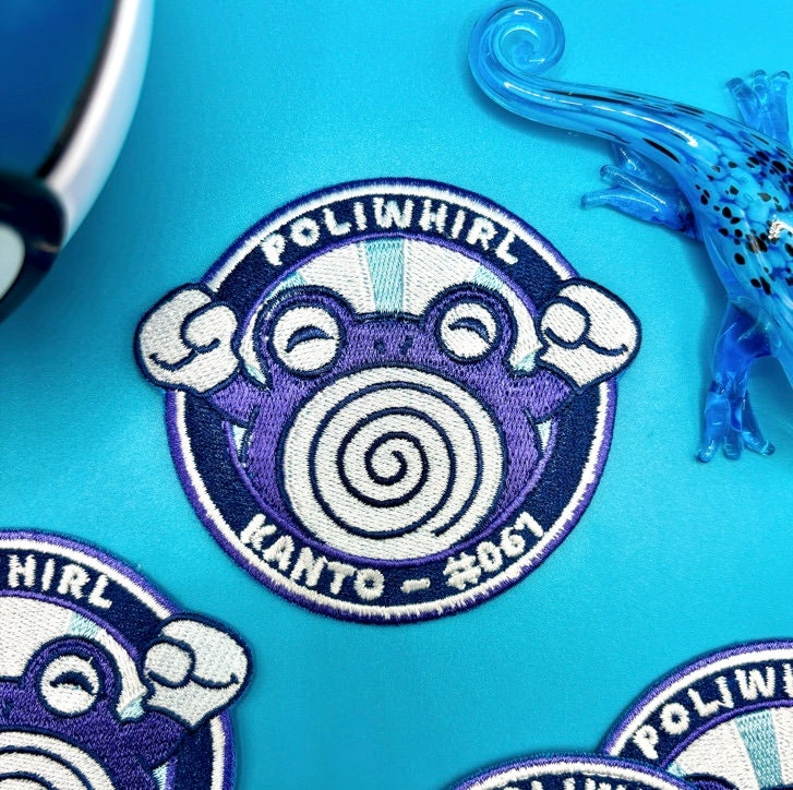 Poliwhirl Embroidered Iron On Patch - Pokemon Embroidered Iron On Patch - Cute Pokemon Patch