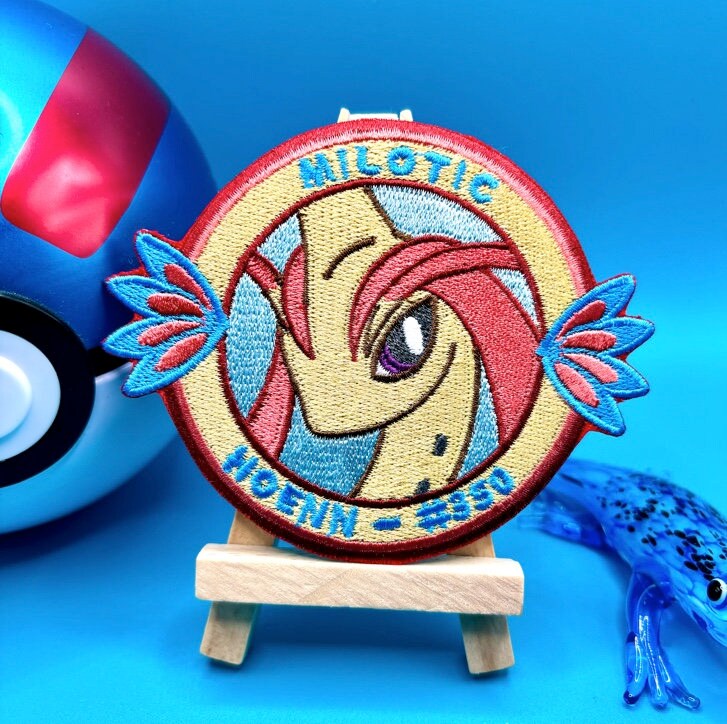 Milotic Embroidered Iron On Patch - Pokemon Embroidered Iron On Patch - Cute Pokemon Patch