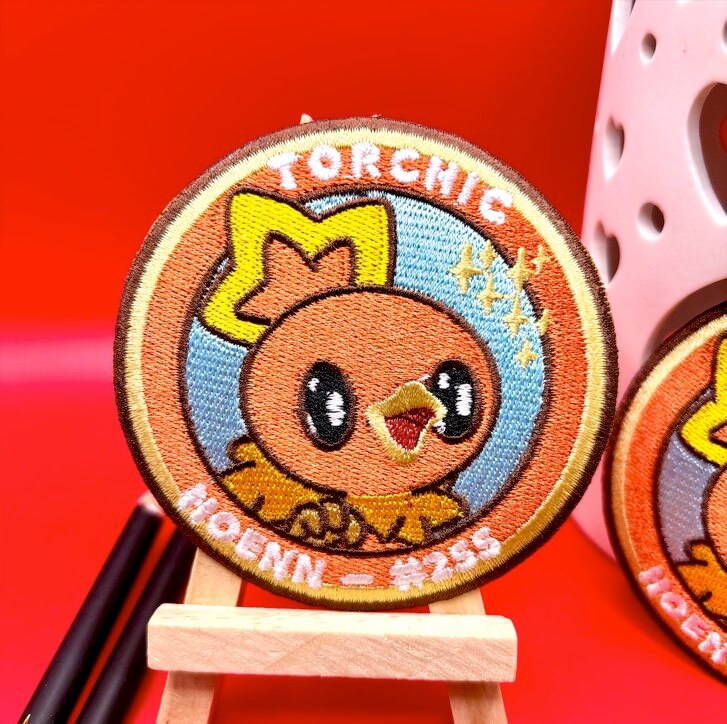 Torchic Embroidered Iron On Patch - Pokemon Embroidered Iron On Patch - Cute Pokemon Patch