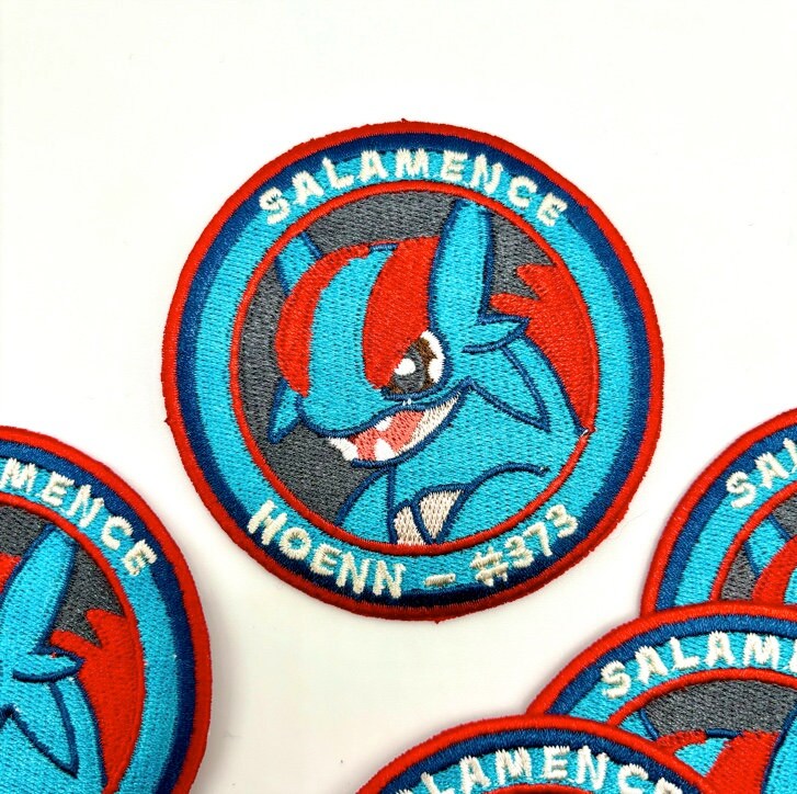 Salamence Embroidered Iron On Patch - Pokemon Embroidered Iron On Patch - Cute Pokemon Patch