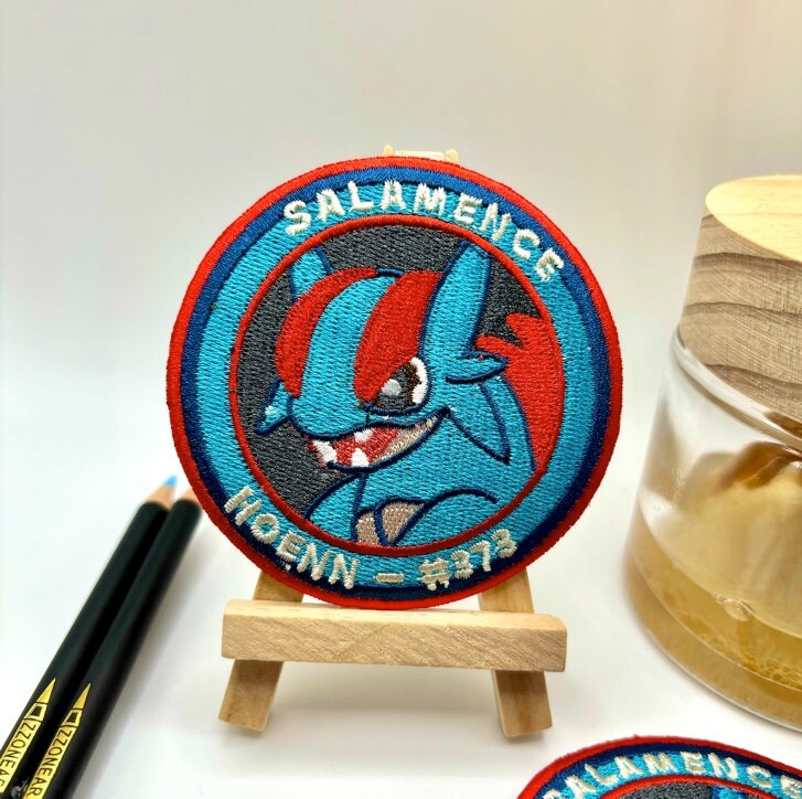 Salamence Embroidered Iron On Patch - Pokemon Embroidered Iron On Patch - Cute Pokemon Patch