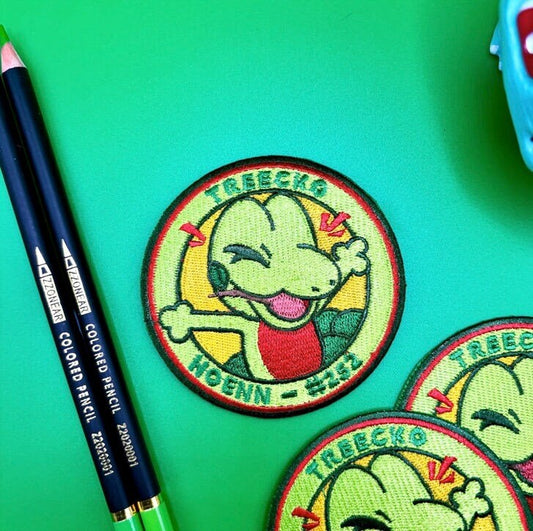 Treecko Embroidered Iron On Patch - Pokemon Embroidered Iron On Patch - Cute Pokemon Patch