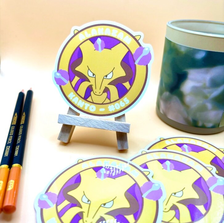 Alakazam Vinyl Sticker - Pokemon Sticker - Weatherproof Die Cut Sticker - Cute Pokemon Sticker