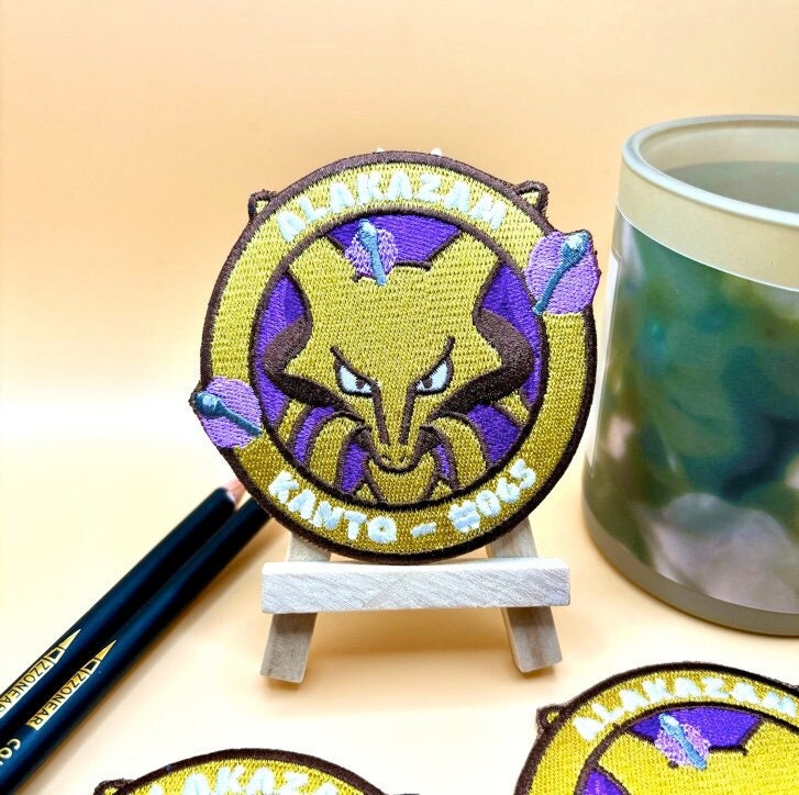 Alakazam Embroidered Iron On Patch - Pokemon Embroidered Iron On Patch - Cute Pokemon Patch